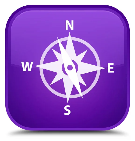 Compass icon special purple square button — Stock Photo, Image