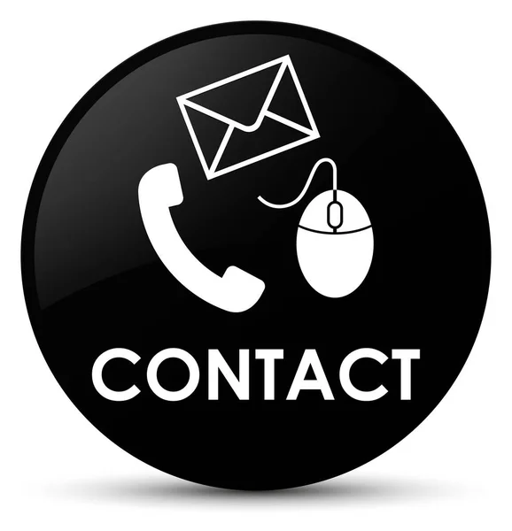 Επαφή (τηλέφωνο ηλεκτρονικό ταχυδρομείο και το ποντίκι εικονίδιο) μαύρο στρογγυλό κουμπί — Φωτογραφία Αρχείου
