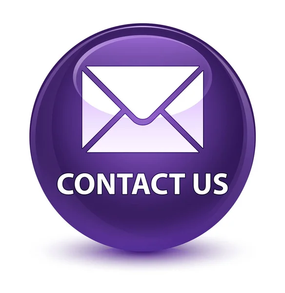 Kontaktieren Sie uns (E-Mail-Symbol) glasig lila runde Taste — Stockfoto