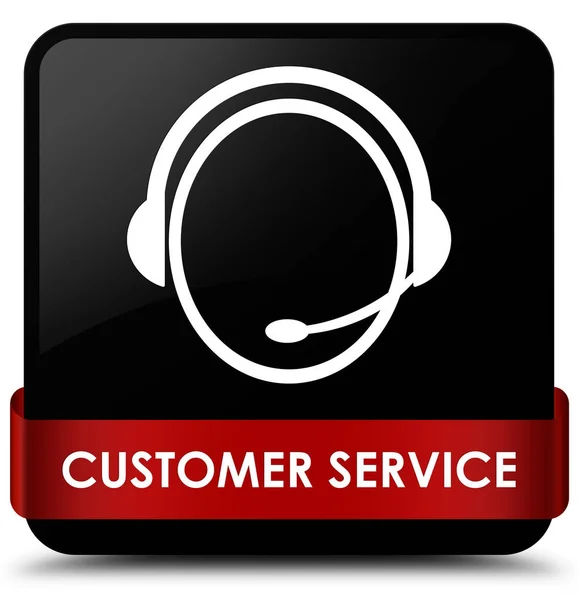 Customer service (pictogram van de zorg van de klant) zwarte vierkante knop Rode ri — Stockfoto