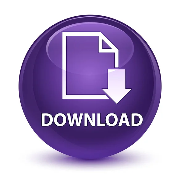 Download (document icon) Glassy purple round button — стоковое фото