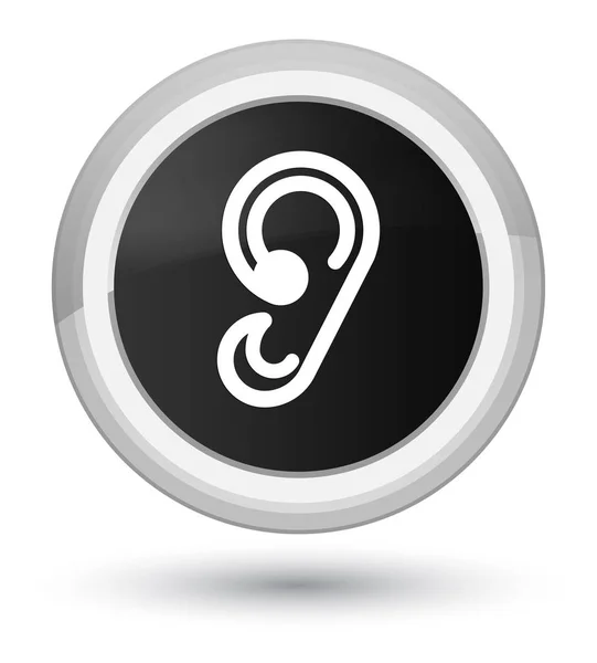 Ear icon prime black round button — Stock Photo, Image