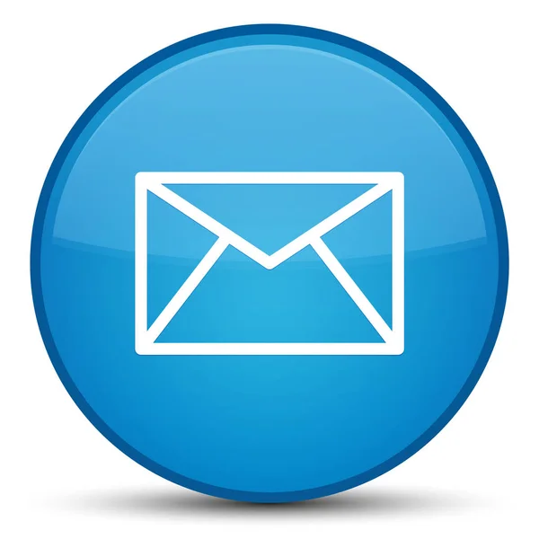 E-posta kutsal kişilerin resmi özel camgöbeği mavi yuvarlak düğme — Stok fotoğraf