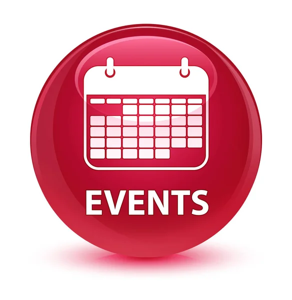 Veranstaltungen (Kalendersymbol) glasig rosa runder Knopf — Stockfoto