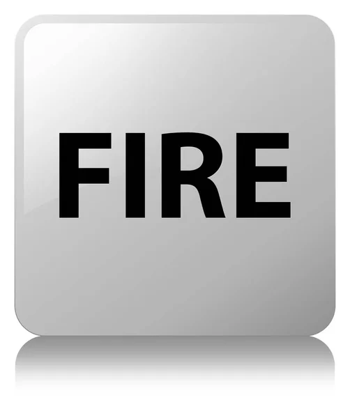 Fire white square button — Stock Photo, Image