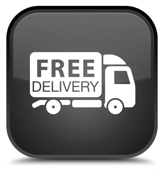Libre entrega icono del camión botón cuadrado negro especial —  Fotos de Stock