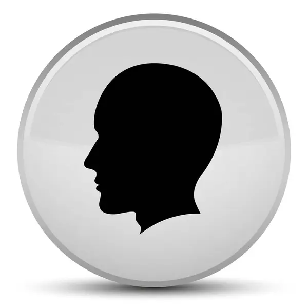 头男脸图标特殊白色圆形按钮 — 图库照片