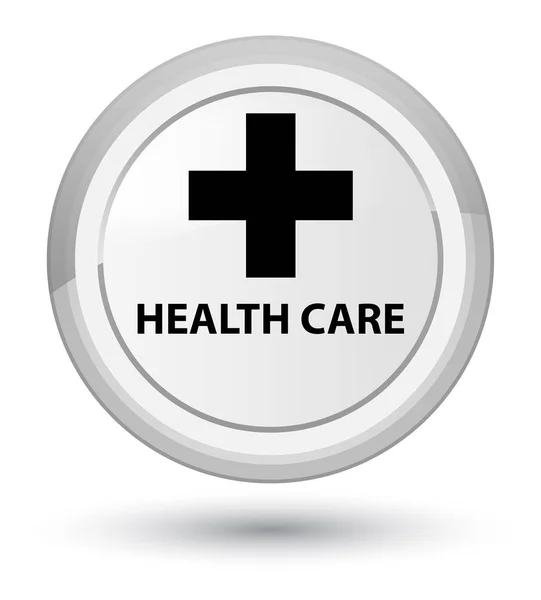 Cuidado de la salud (signo más) botón redondo blanco primo —  Fotos de Stock