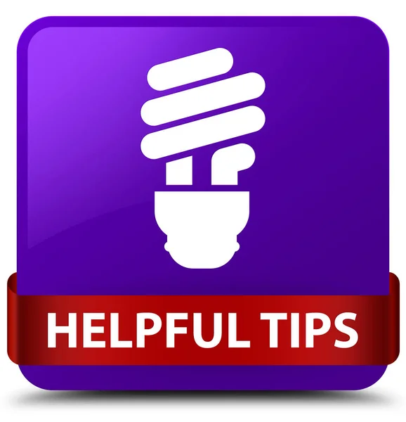Consigli utili (icona lampadina) viola quadrato pulsante rosso nastro in midd — Foto Stock