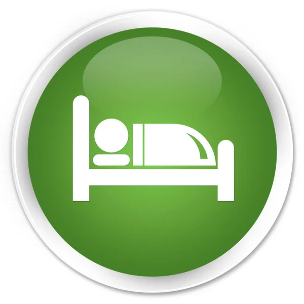 Иконка кровати отеля премиум мягкий зеленый круглый кнопка — стоковое фото