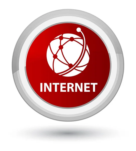 Internet (icône du réseau mondial) premier bouton rond rouge — Photo