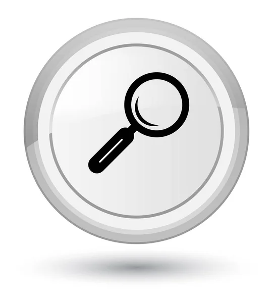 Vergrootglas pictogram prime witte, ronde knop — Stockfoto