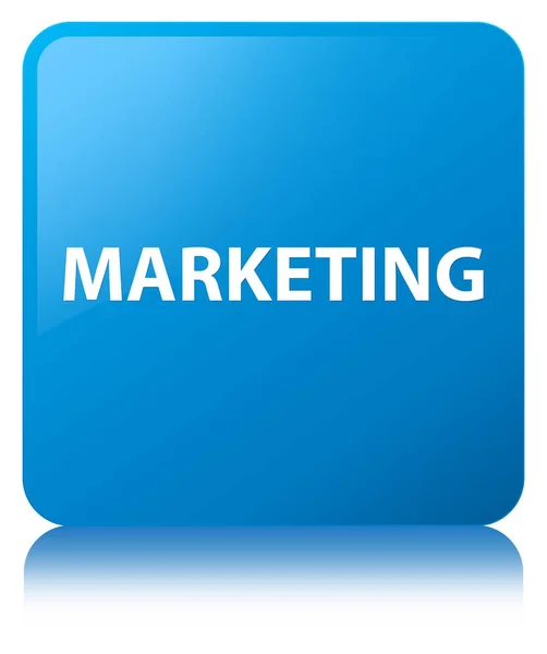Marketing cyan blue square button — Stock Photo, Image