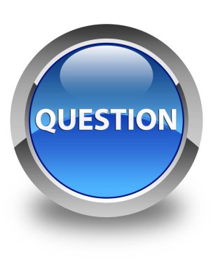 Soru parlak mavi yuvarlak düğme