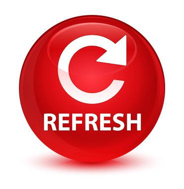 Yenile (döndürme ok simgesi) cam gibi kırmızı yuvarlak düğmesi