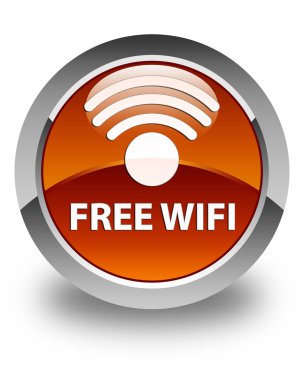 Ücretsiz Wi-Fi parlak kahverengi yuvarlak düğme