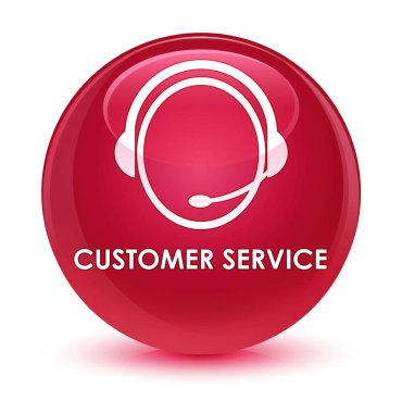 Müşteri hizmeti (müşteri bakım simgesi) cam gibi pembe yuvarlak düğmesi