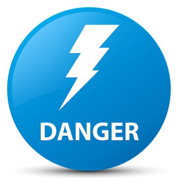 Tehlike (elektrik simgesi) camgöbeği mavi yuvarlak düğmesi