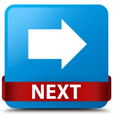 Sonraki camgöbeği mavi kare düğme kırmızı kurdele orta