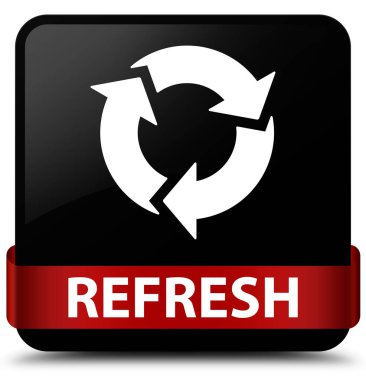 Siyah kare düğme kırmızı kurdele orta Yenile