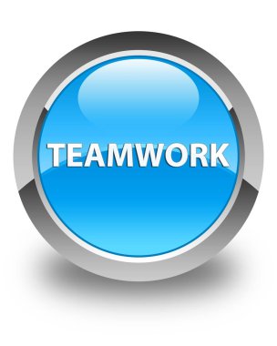 Ekip çalışması parlak mavi mavi yuvarlak düğmesi