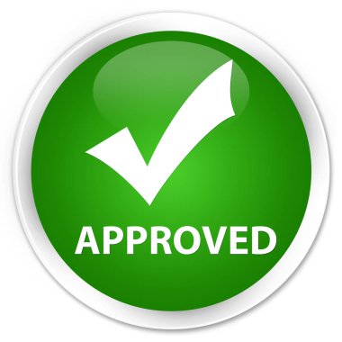 Onaylı (simge doğrulama) premium yeşil yuvarlak düğmesi