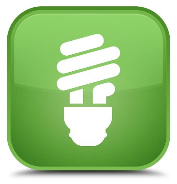 Ampul simgesini özel yumuşak yeşil kare düğme