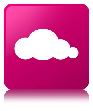 Bulut simgesi pembe kare düğme