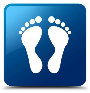 Ayak izi simgesi mavi kare düğme