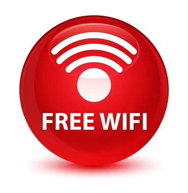 Ücretsiz Wi-Fi camsı kırmızı yuvarlak düğmesi