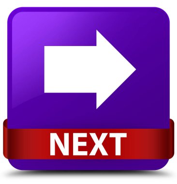 Sonraki mor kare düğme kırmızı kurdele orta