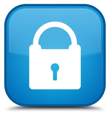 Asma kilit simgesi özel camgöbeği mavi kare düğme