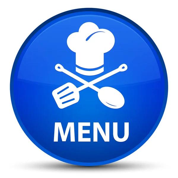 메뉴 (레스토랑 아이콘) 특별 한 블루 라운드 버튼 — 스톡 사진