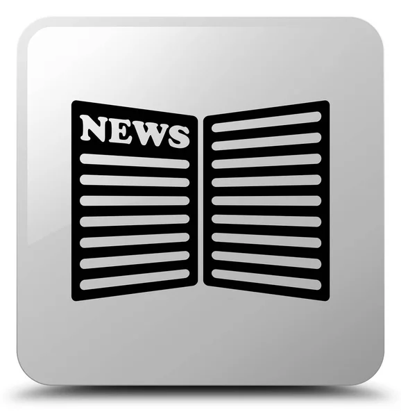 Newspaper icon white square button — Stock Photo, Image