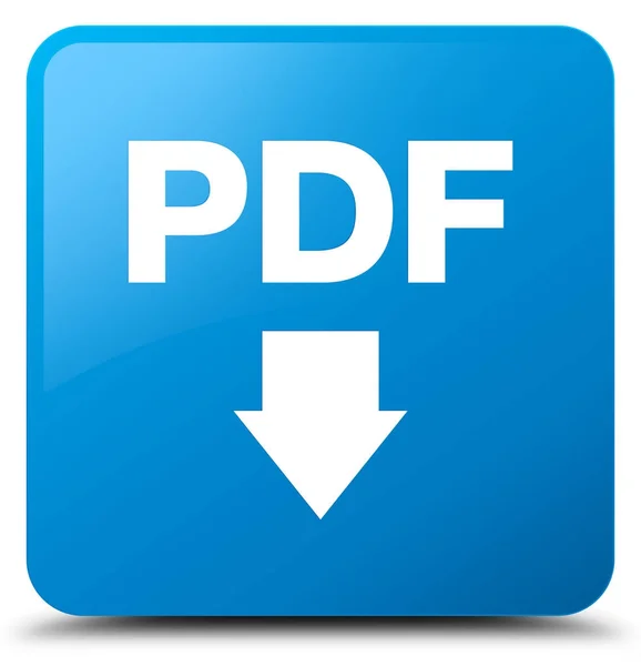 Pdf 下载图标青色蓝色方形按钮 — 图库照片