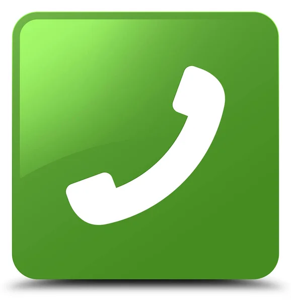 電話アイコン ソフト緑四角ボタン — ストック写真