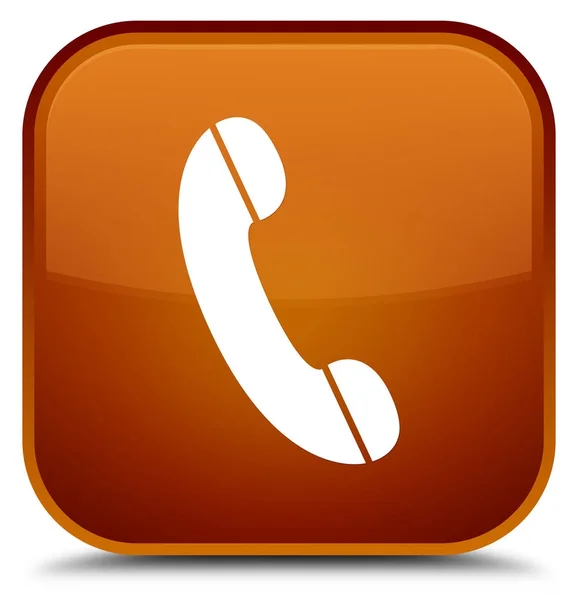 Telefon ikon külön brown négyzet gomb — Stock Fotó