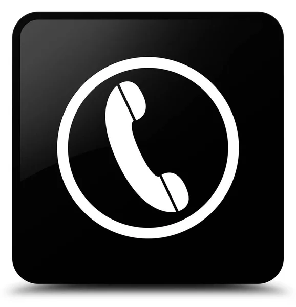 Phone icon black square button — Stock Photo, Image