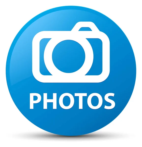 Fotos (Kamera-Symbol) cyanblauer runder Knopf — Stockfoto