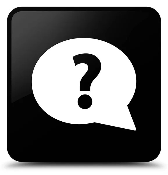 Frågetecken bubbla ikonen svart fyrkantig knapp — Stockfoto
