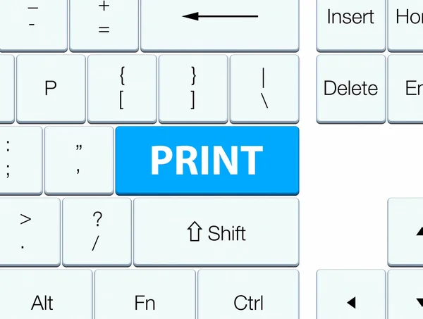 Cyan blå tangentbord knappen Skriv ut — Stockfoto