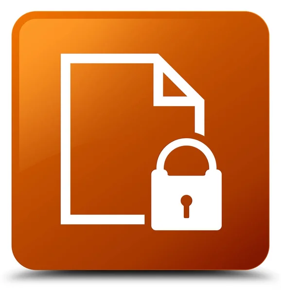 Secure document icon brown square button — Stock Photo, Image