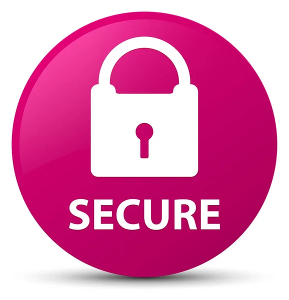 Secure (padlock icon) pink round button — Stock Photo, Image
