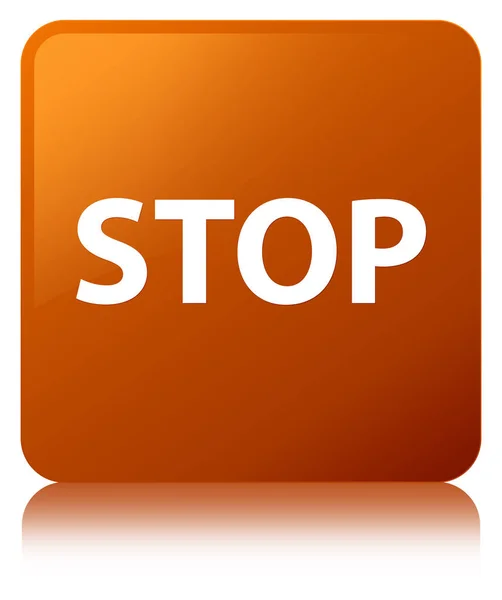 Stop brown square button — Stock Photo, Image