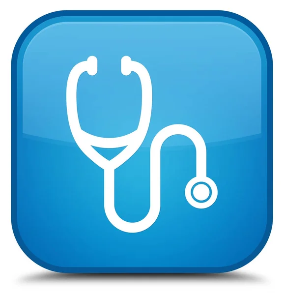 Stethoscoop speciale cyaan blauw vierkante knoop van het pictogram — Stockfoto