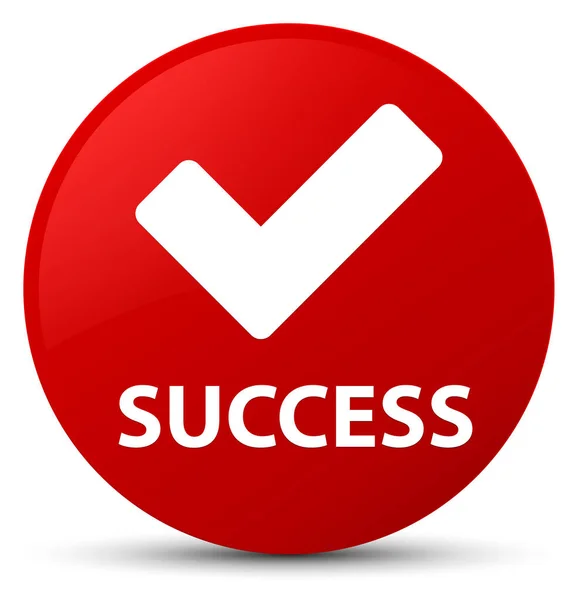 Успіх (перевірена піктограма) червона кругла кнопка — стокове фото