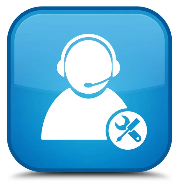 Tech support icon special cyan blue square button — Stock Photo, Image