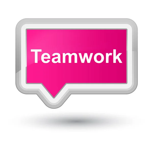 Trabalho em equipe botão banner rosa primo — Fotografia de Stock