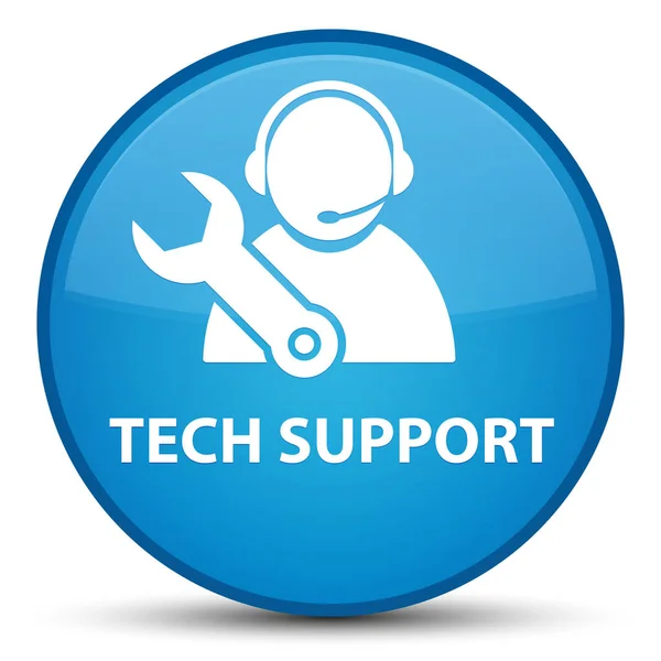 Supporto tecnico speciale cian blu pulsante rotondo — Foto Stock