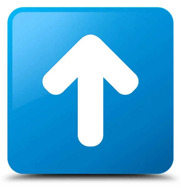 업로드 화살표 아이콘 시안색 파란색 사각형 버튼 — 스톡 사진
